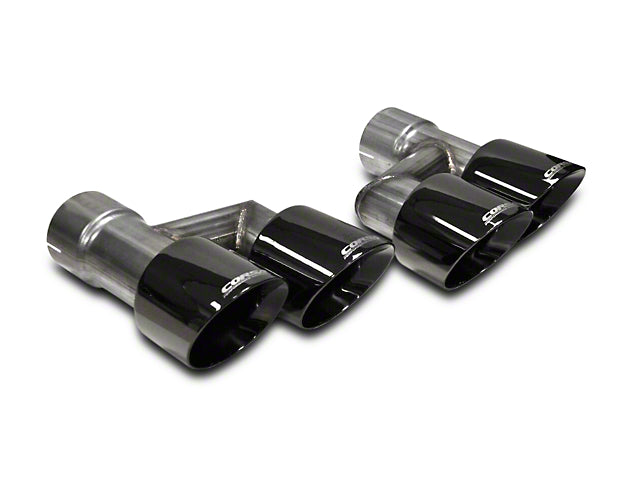 Corsa Performance Quad 4-Inch Twin Pro Series Exhaust Tips; Black (18-23 Mustang GT & EcoBoost w/ Corsa Exhaust)